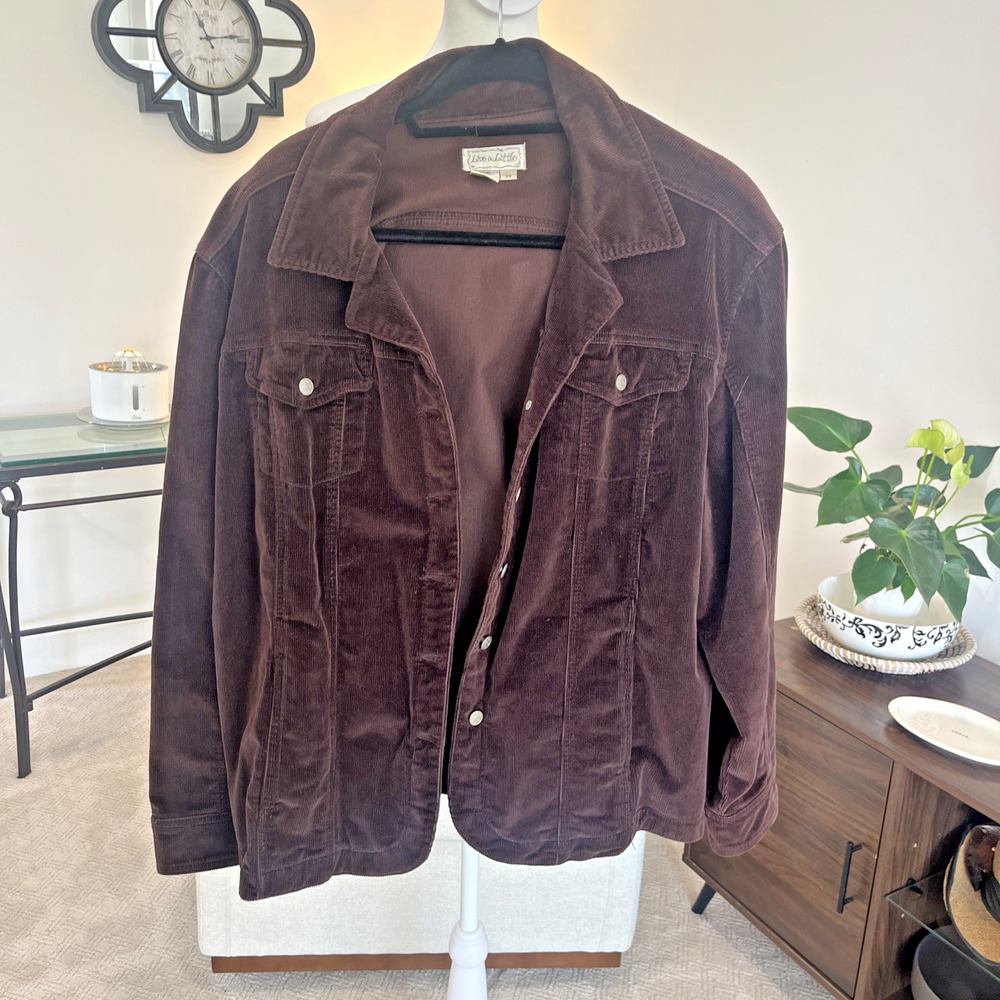 Live A Little Jacket Women 3XL Brown Corduroy Waist Length Stretch Boho Classic